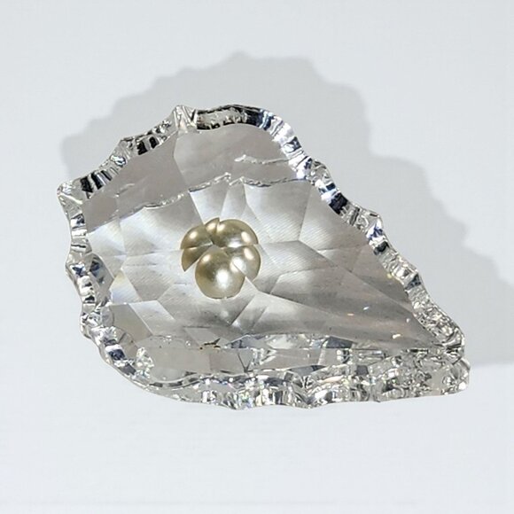 Crystal Clam Shell with Pearl Figurine Clear Glass Small Vintage Keepsake Decor - Picture 5 of 6